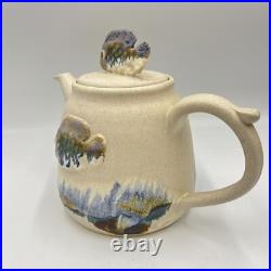 Studio Art Pottery Ceramic Fish teapot Signed