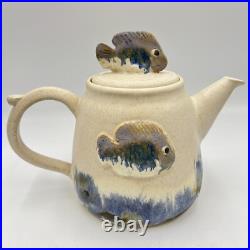 Studio Art Pottery Ceramic Fish teapot Signed
