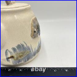 Studio Art Pottery Ceramic Fish teapot Signed