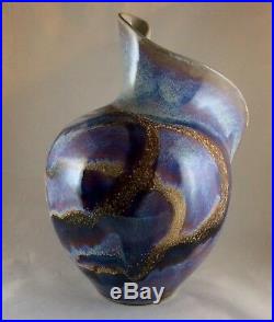 Studio Art Pottery Ceramic Glazed Vase Signed DUDLEY SMITH PREIS Hawaii. 10T 8W