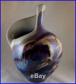 Studio Art Pottery Ceramic Glazed Vase Signed DUDLEY SMITH PREIS Hawaii. 10T 8W