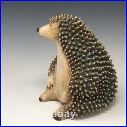 Studio Art Pottery Ceramic Hedgehog Sculpture Figurine Margaret Wozniak 8 Tall