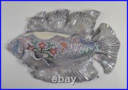 Studio Art Pottery Ceramic Iridescent Purple 16 Fish Wall Hanger Jillian Barber