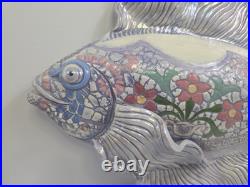 Studio Art Pottery Ceramic Iridescent Purple 16 Fish Wall Hanger Jillian Barber