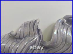 Studio Art Pottery Ceramic Iridescent Purple 16 Fish Wall Hanger Jillian Barber