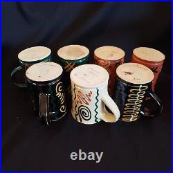 Studio Art Pottery Ceramic Mugs Handmade Set Of 7 W. Germany Vintage 1965 READ