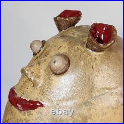 Studio Art Pottery Handmade Ogre Sculpture Cookies Jar Ceramic Canister Signed