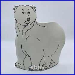 Studio Art Pottery Unique Polar Bear Double-sided Planter Vase Signed By Artist