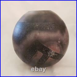 Studio Art Raku Vase Ceramic Pottery Dark Vessel Signed 6½ Tall 6? Diameter Studio Art Raku Vase Ceramic Pottery Dark Vessel Signed 6½ Tall 6? Diameter