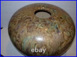 Studio Ceramic Art Pottery Vase Mid Century modern vessel tan brown aqua 10x12