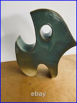 Studio Pottery Sculpture Artist Signed Jamieson ART Ceramic Clay 13 FREE S&H