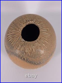 Studio Pottery Vase, Textured glaze, Signed, published artist, Bruce Dehnart