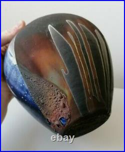 Stunning Raku Metallic Matt Studio Pottery Signed Ceramic Vase Pot