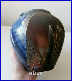 Stunning Raku Metallic Matt Studio Pottery Signed Ceramic Vase Pot