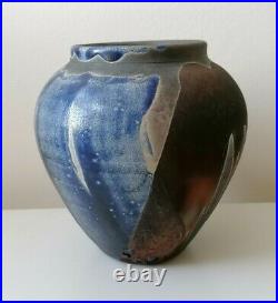 Stunning Raku Metallic Matt Studio Pottery Signed Ceramic Vase Pot