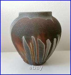 Stunning Raku Metallic Matt Studio Pottery Signed Ceramic Vase Pot