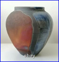 Stunning Raku Metallic Matt Studio Pottery Signed Ceramic Vase Pot