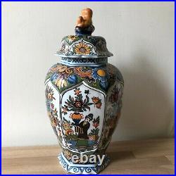 Superb Antique Delft Makkum Polychrome Hand Painted Jar Oriental Figure