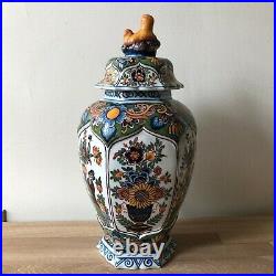 Superb Antique Delft Makkum Polychrome Hand Painted Jar Oriental Figure