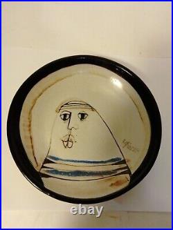 Susana Espinosa Decorative Redware Bowl Studio Art Pottery Plate withFace 6