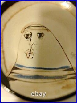 Susana Espinosa Decorative Redware Bowl Studio Art Pottery Plate withFace 6