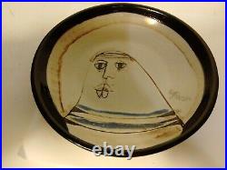 Susana Espinosa Decorative Redware Bowl Studio Art Pottery Plate withFace 6