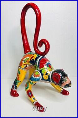 TALAVERA Mexico Mexican Hand Painted Ceramic Standing Monkey Folk Art Pottery