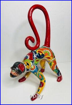 TALAVERA Mexico Mexican Hand Painted Ceramic Standing Monkey Folk Art Pottery