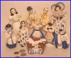 TEN (10) ceramic art studio figurine lady asian wagon train boy girl vtg pottery