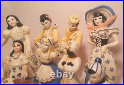 TEN (10) ceramic art studio figurine lady asian wagon train boy girl vtg pottery