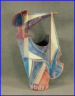 THOMAS TOM HUBERT Art Deco Style Studio Pottery Modernist Ceramic Vase HUGE 21