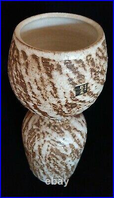 TOKONAME Mid Century Mod JAPANESE VASE Ceramic Pottery Chattering SIGNED Pot