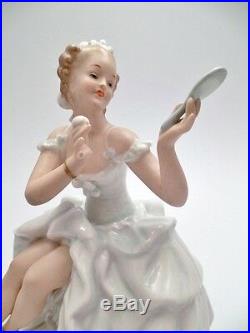 TOP tall SIGNED art deco WALLENDORF figurine MIRROR schaubach SIGNED ceramic