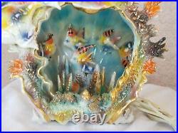 TV Lamp Sea Fish Shell Tank Aquarium Italian Art Pottery Italy Ceramic