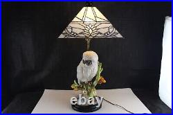 Table Lamp Italian Art Pottery Ceramic Owl Stained Glass