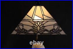 Table Lamp Italian Art Pottery Ceramic Owl Stained Glass