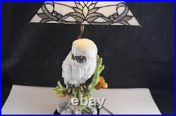 Table Lamp Italian Art Pottery Ceramic Owl Stained Glass