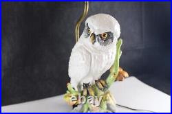 Table Lamp Italian Art Pottery Ceramic Owl Stained Glass