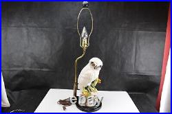 Table Lamp Italian Art Pottery Ceramic Owl Stained Glass