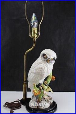 Table Lamp Italian Art Pottery Ceramic Owl Stained Glass