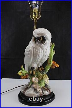 Table Lamp Italian Art Pottery Ceramic Owl Stained Glass