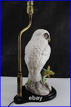 Table Lamp Italian Art Pottery Ceramic Owl Stained Glass