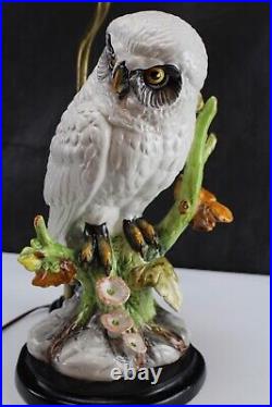 Table Lamp Italian Art Pottery Ceramic Owl Stained Glass