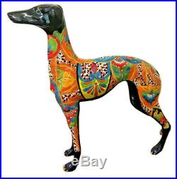 Talavera Italian Greyhound Dog Ceramic Pottery Whippet Mexican Folk Art 25 XXL