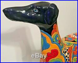 Talavera Italian Greyhound Dog Ceramic Statue Whippet Mexican Folk Art 23 XL