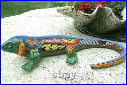 Talavera Lizard Iguana Mexican Ceramic Art Pottery Animal Figure Green 24