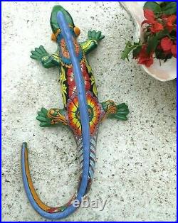 Talavera Lizard Iguana Mexican Ceramic Art Pottery Animal Figure Green 24