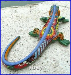 Talavera Lizard Iguana Mexican Ceramic Art Pottery Animal Figure Green 24