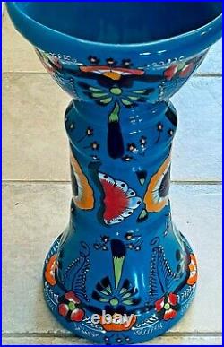 Talavera Mexican Art Bird Bath Pottery Birdbath Large 23 Pedestal Ceramic