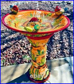 Talavera Mexican Art Bird Bath Water Fountain Birdbath Pottery Folk Art